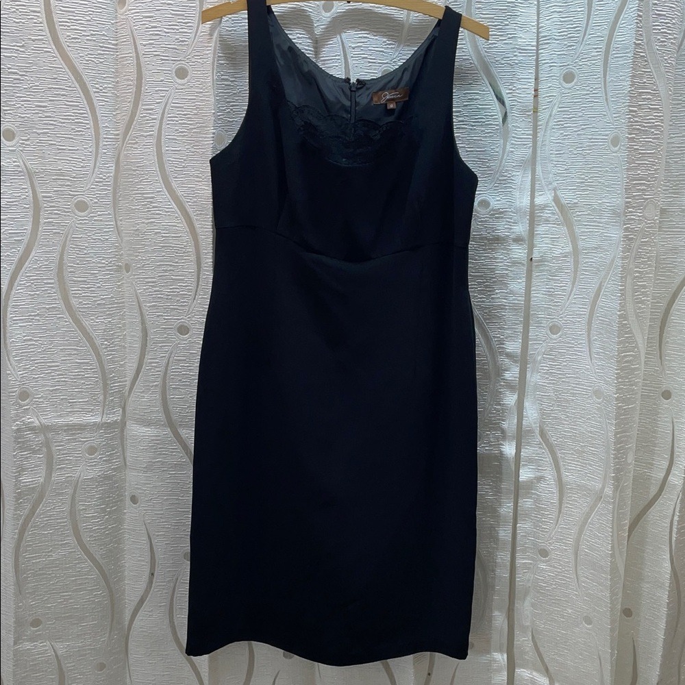Jessica Little Black Dress Lace Trim Sleeveless Sheath Career Size 12
